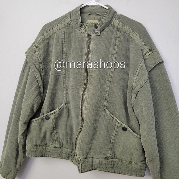 Free People Florence Bomber in Olive Smoke - Picture 3 of 6